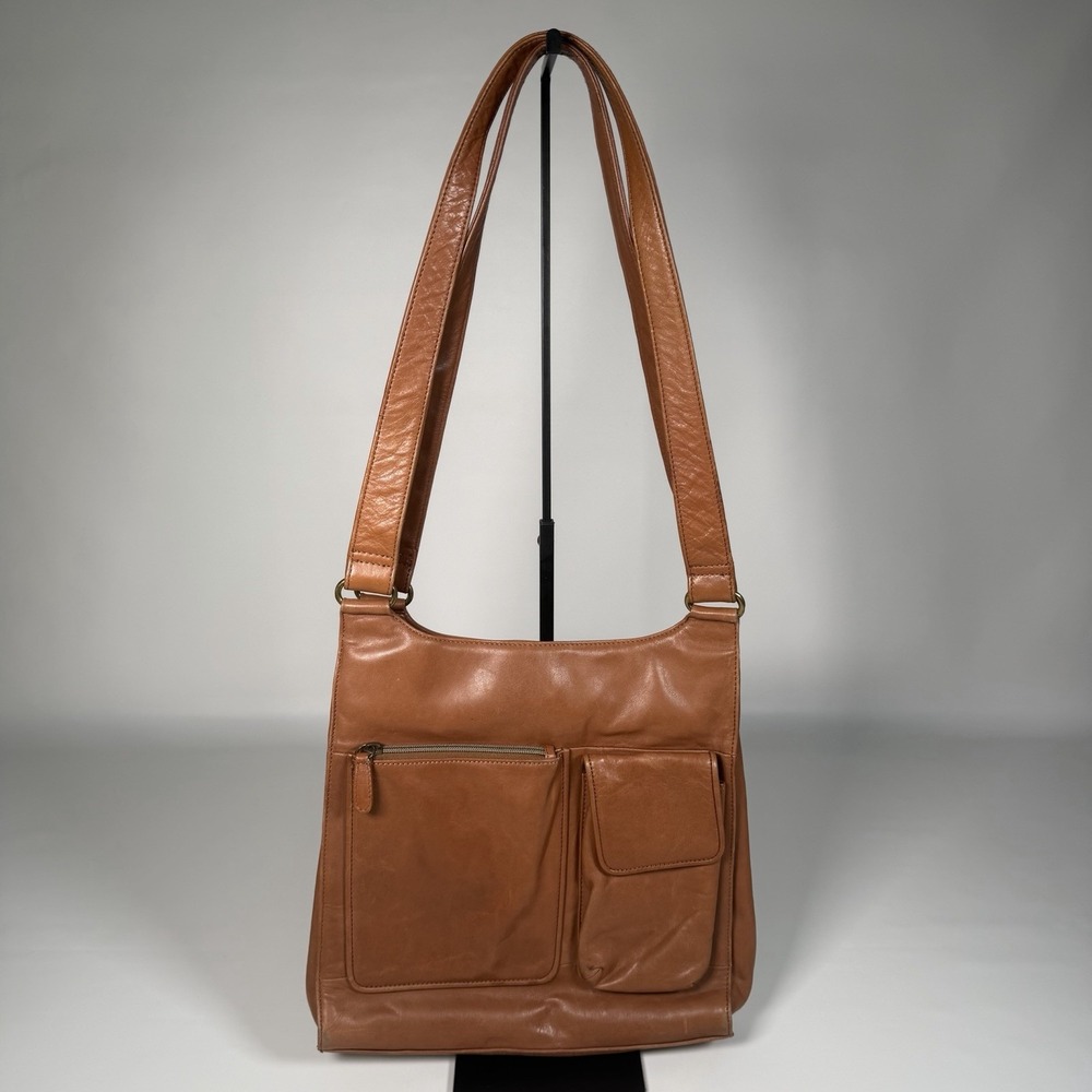 Vintage Fossil Leather Messenger Crossbody Shoulder Bag Brown Travel Purse 75082